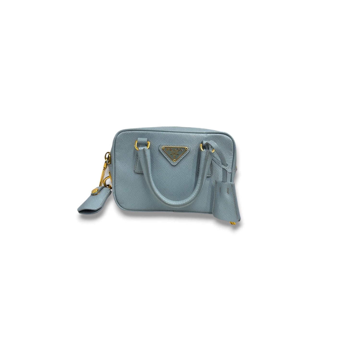PRADA 2way Bag BL0705 Sky Blue 58 158 Geranio Saffiano Leather Mini *Stain* Rank(B)