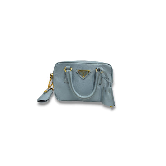 PRADA 2way Bag BL0705 Sky Blue 58 158 Geranio Saffiano Leather Mini *Stain* Rank(B)