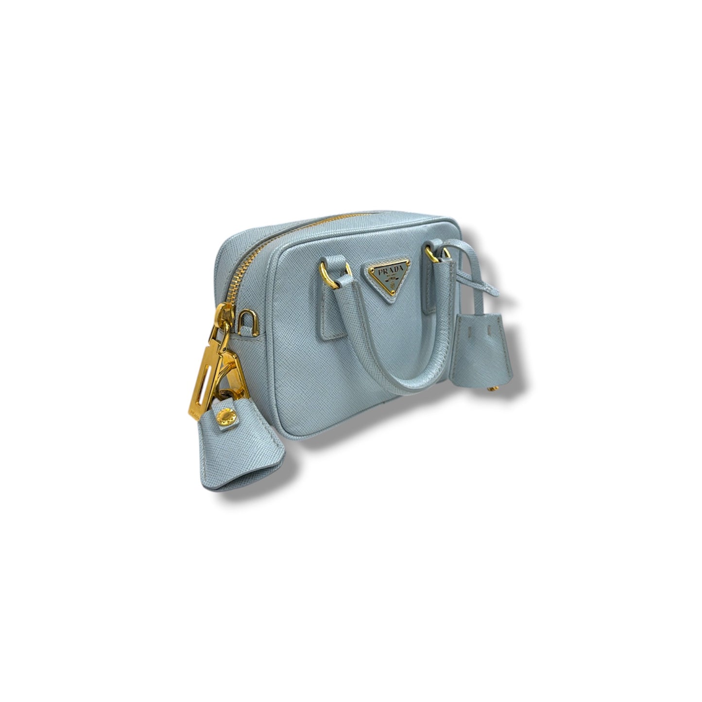 PRADA 2way Bag BL0705 Sky Blue 58 158 Geranio Saffiano Leather Mini *Stain* Rank(B)