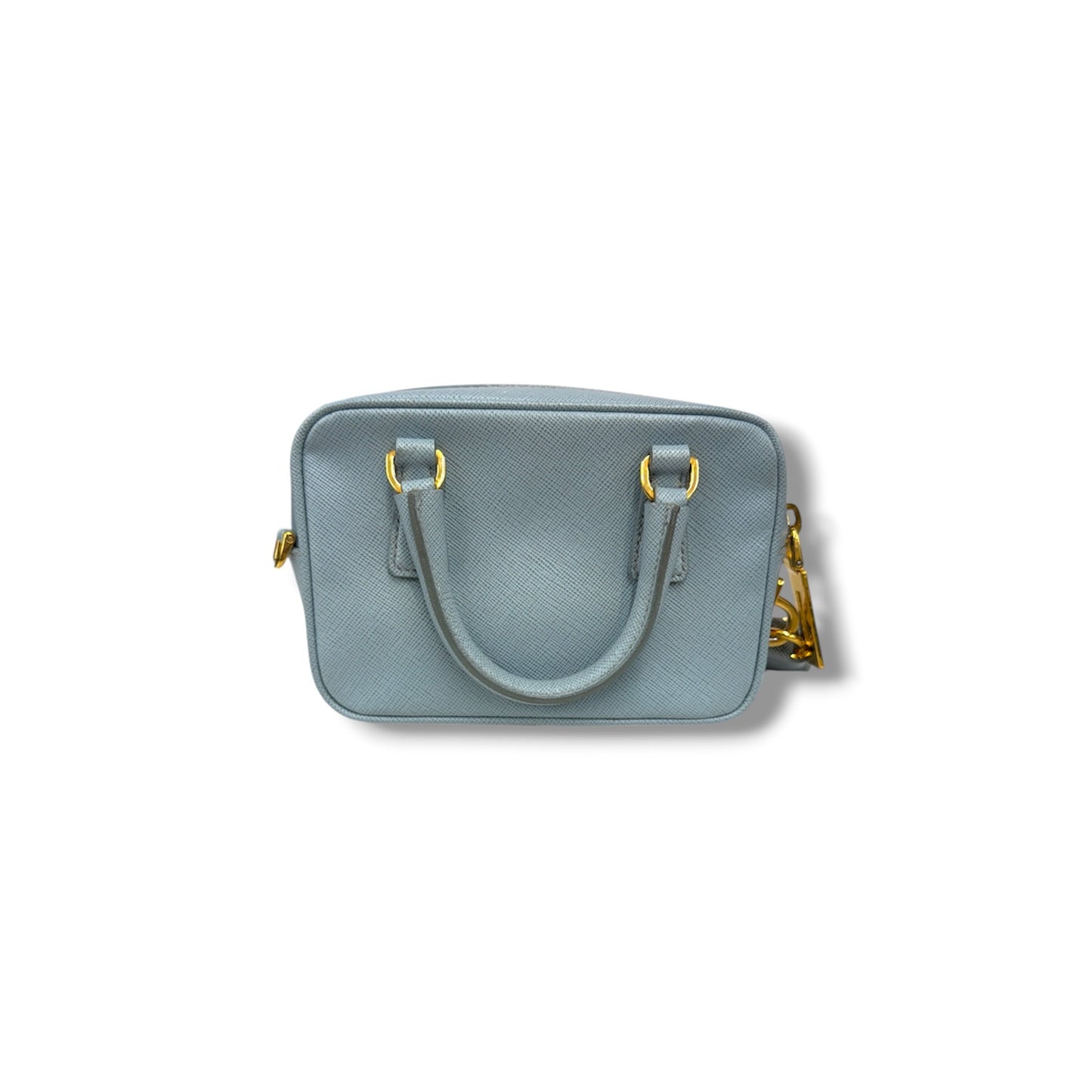 PRADA 2way Bag BL0705 Sky Blue 58 158 Geranio Saffiano Leather Mini *Stain* Rank(B)