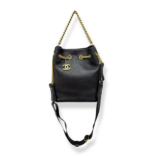 CHANEL Bucket Bag Calfskin Leather Black 23144770 Rank (B)