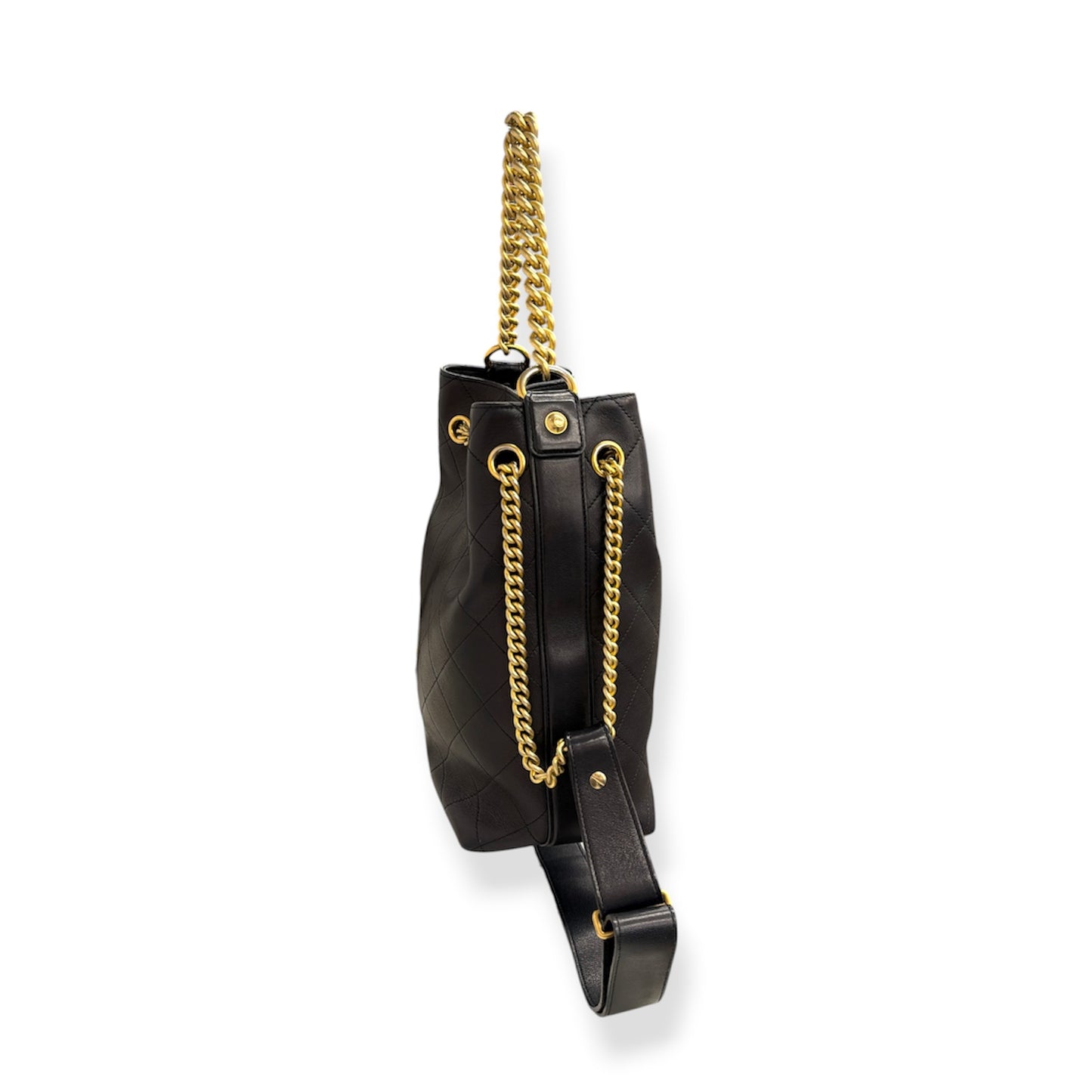 CHANEL Bucket Bag Calfskin Leather Black 23144770 Rank (B)