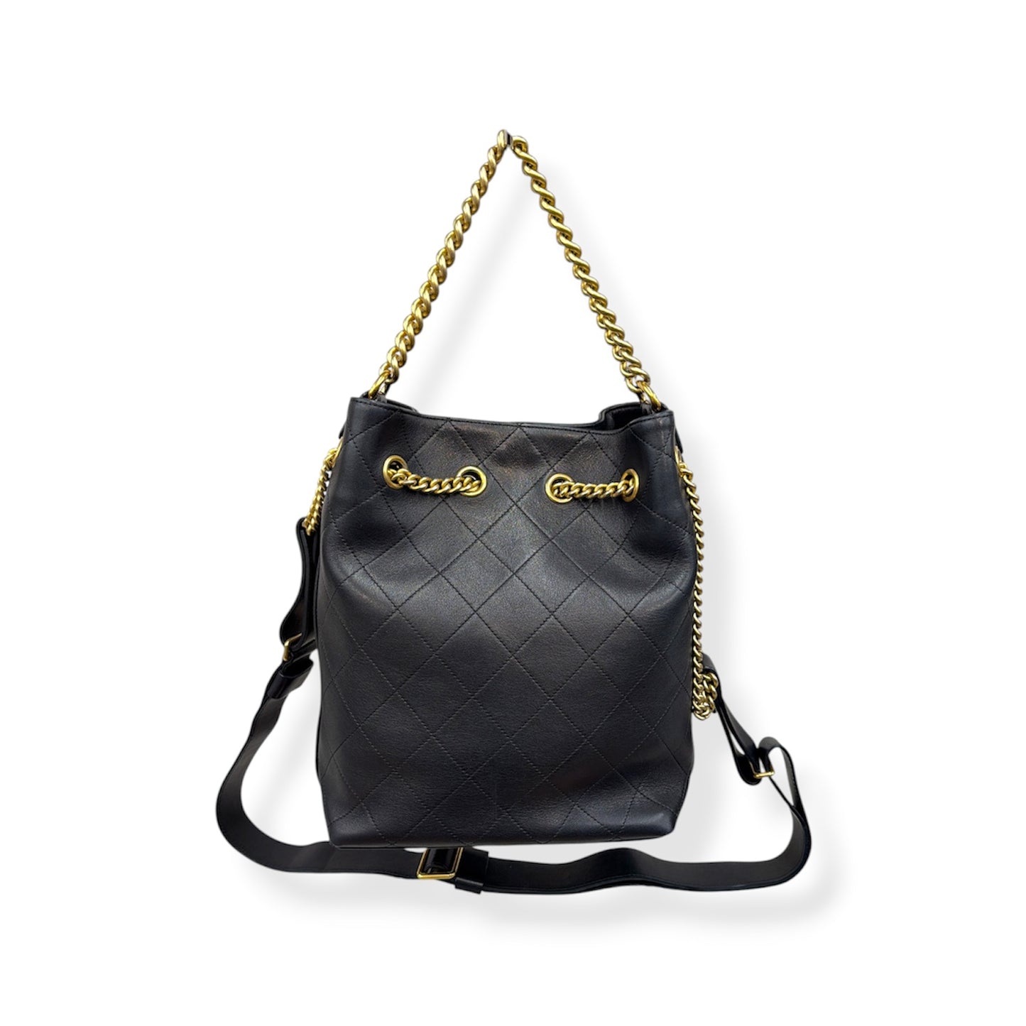 CHANEL Bucket Bag Calfskin Leather Black 23144770 Rank (B)