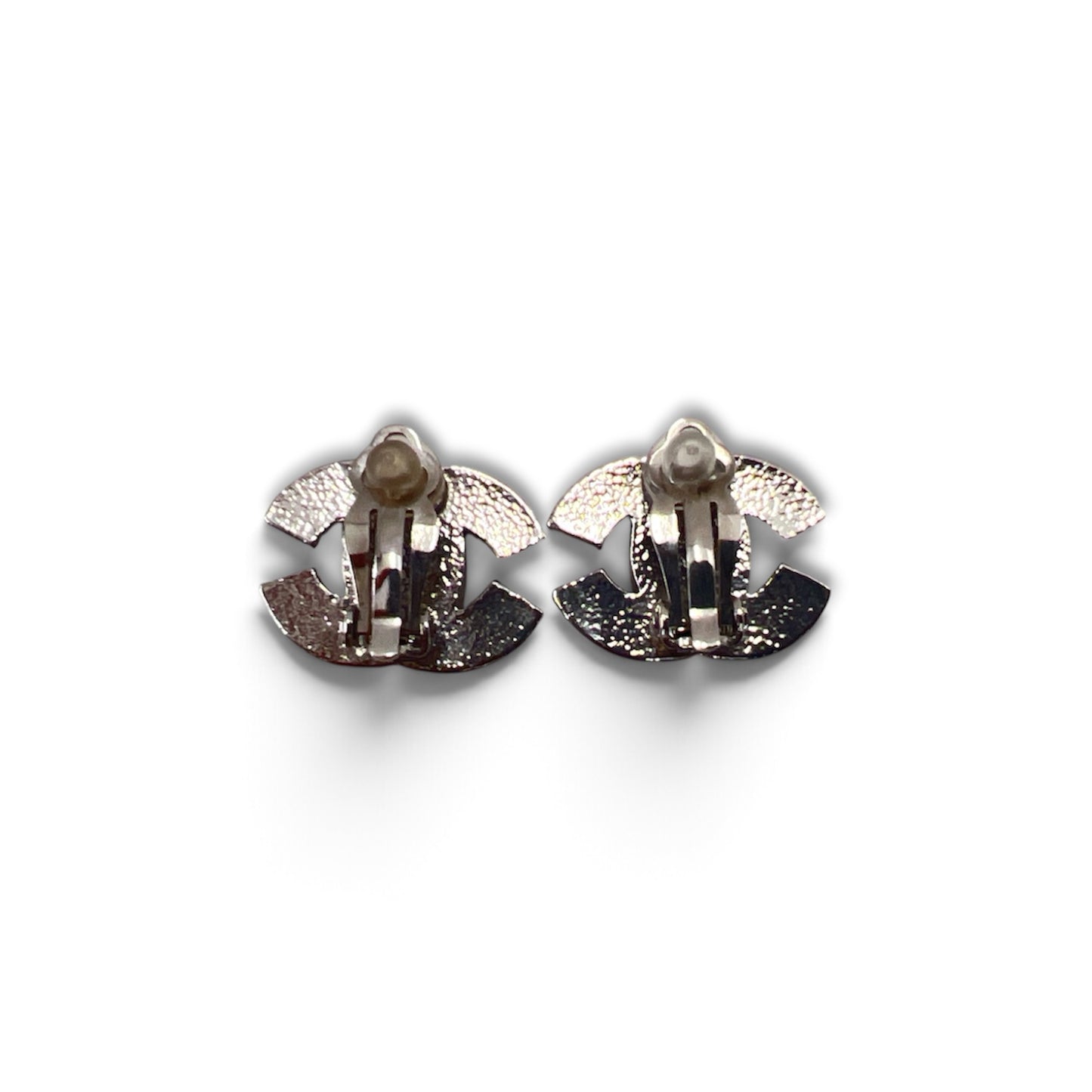 CHANEL EARRING SILVERTONE METAL CRYSTAL (RANK B)