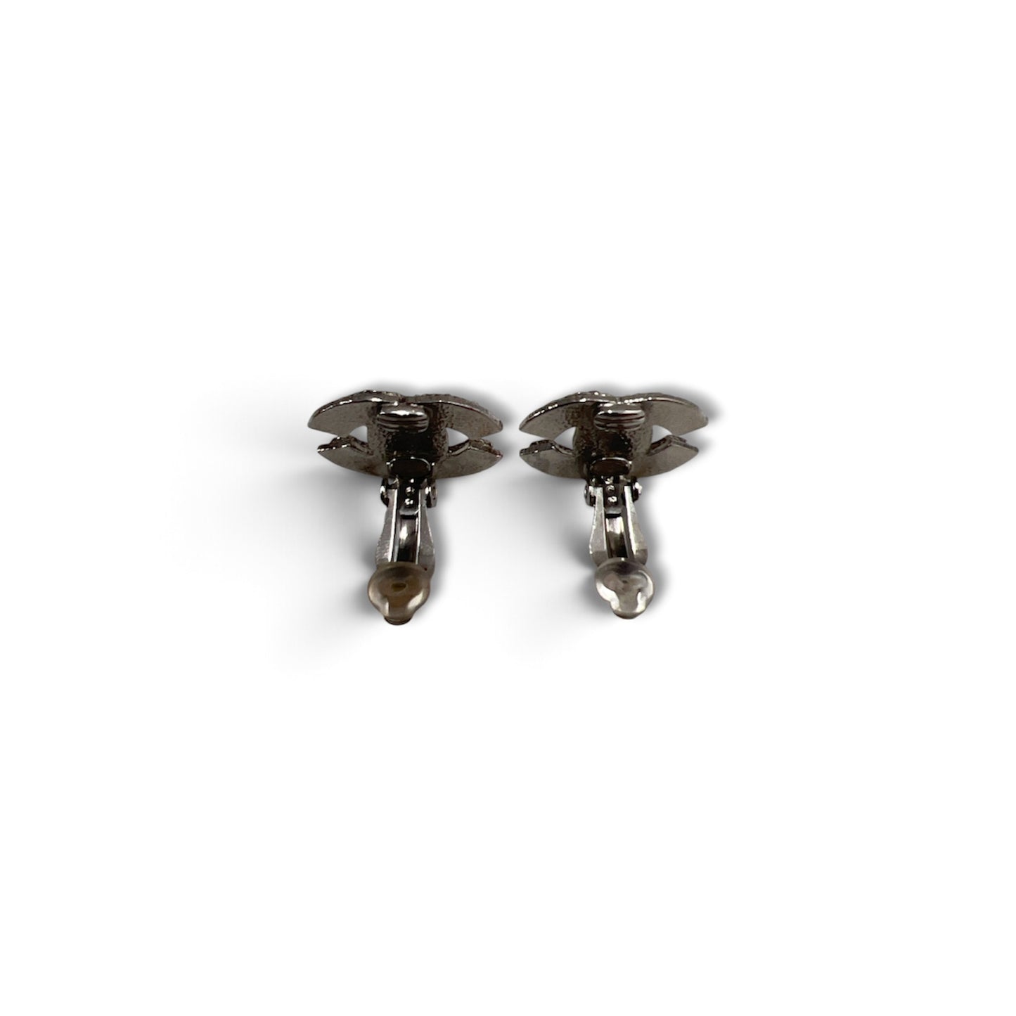CHANEL EARRING SILVERTONE METAL CRYSTAL (RANK B)