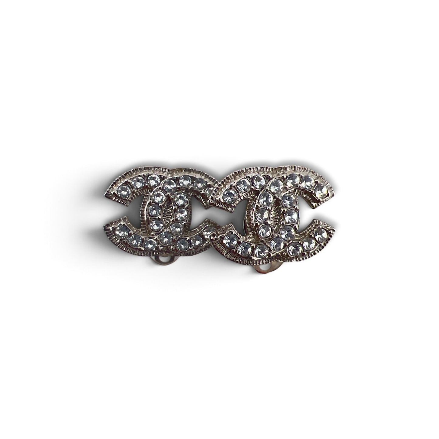 CHANEL EARRING SILVERTONE METAL CRYSTAL (RANK B)