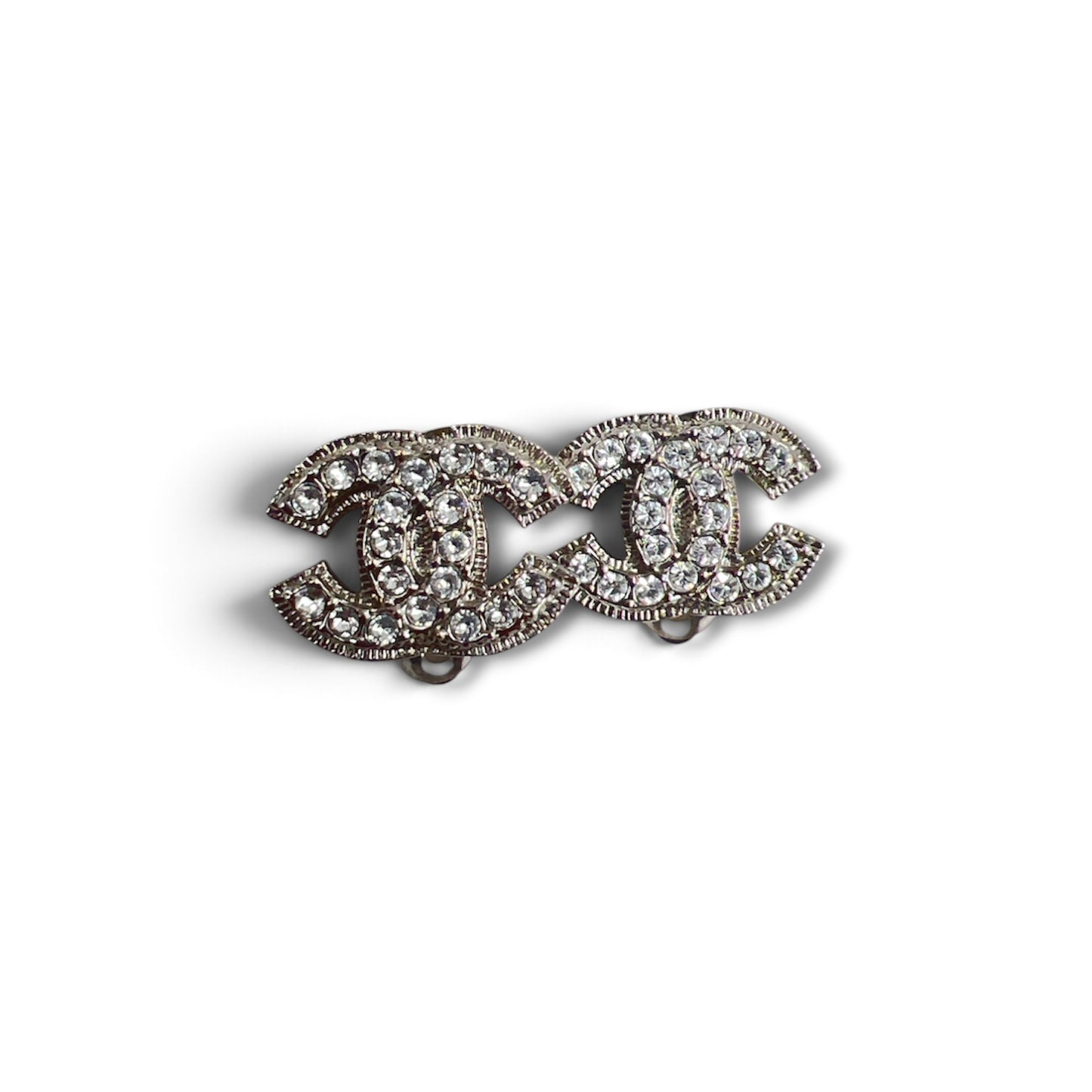 CHANEL EARRING SILVERTONE METAL CRYSTAL (RANK B)