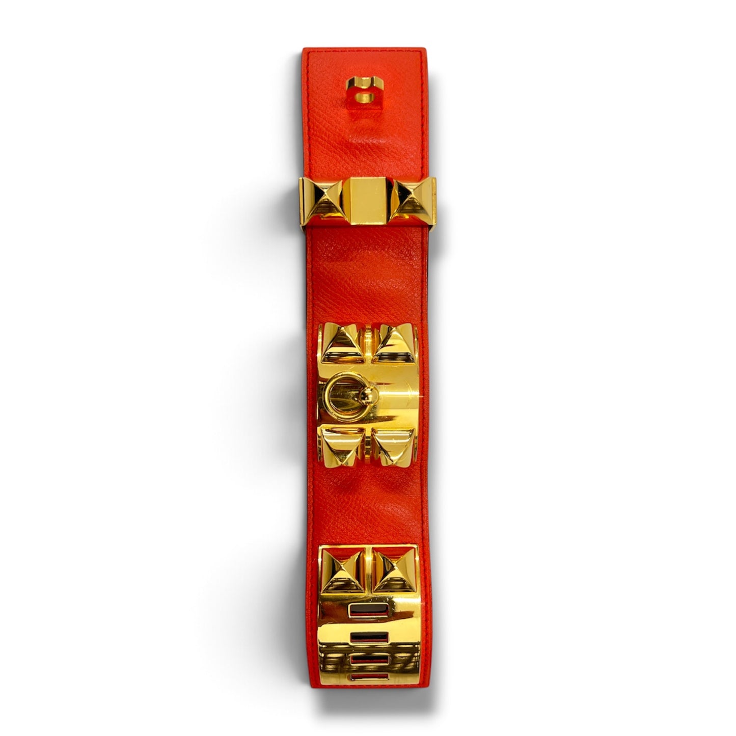 HERMES BRACELET ORANGE/GOLD  CDCX001  SIZE S *SCRAT (RANK B)