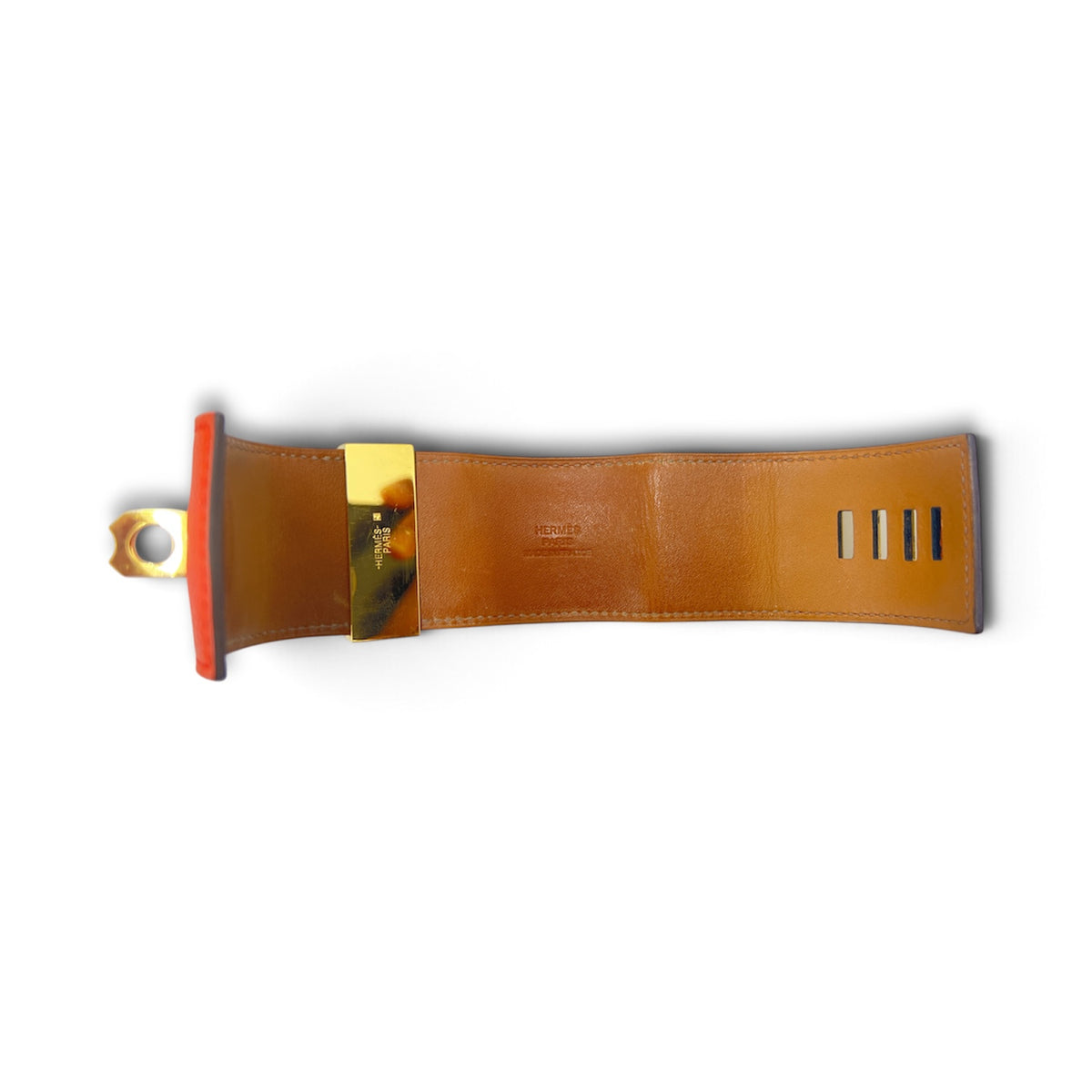 HERMES BRACELET ORANGE/GOLD  CDCX001  SIZE S *SCRAT (RANK B)