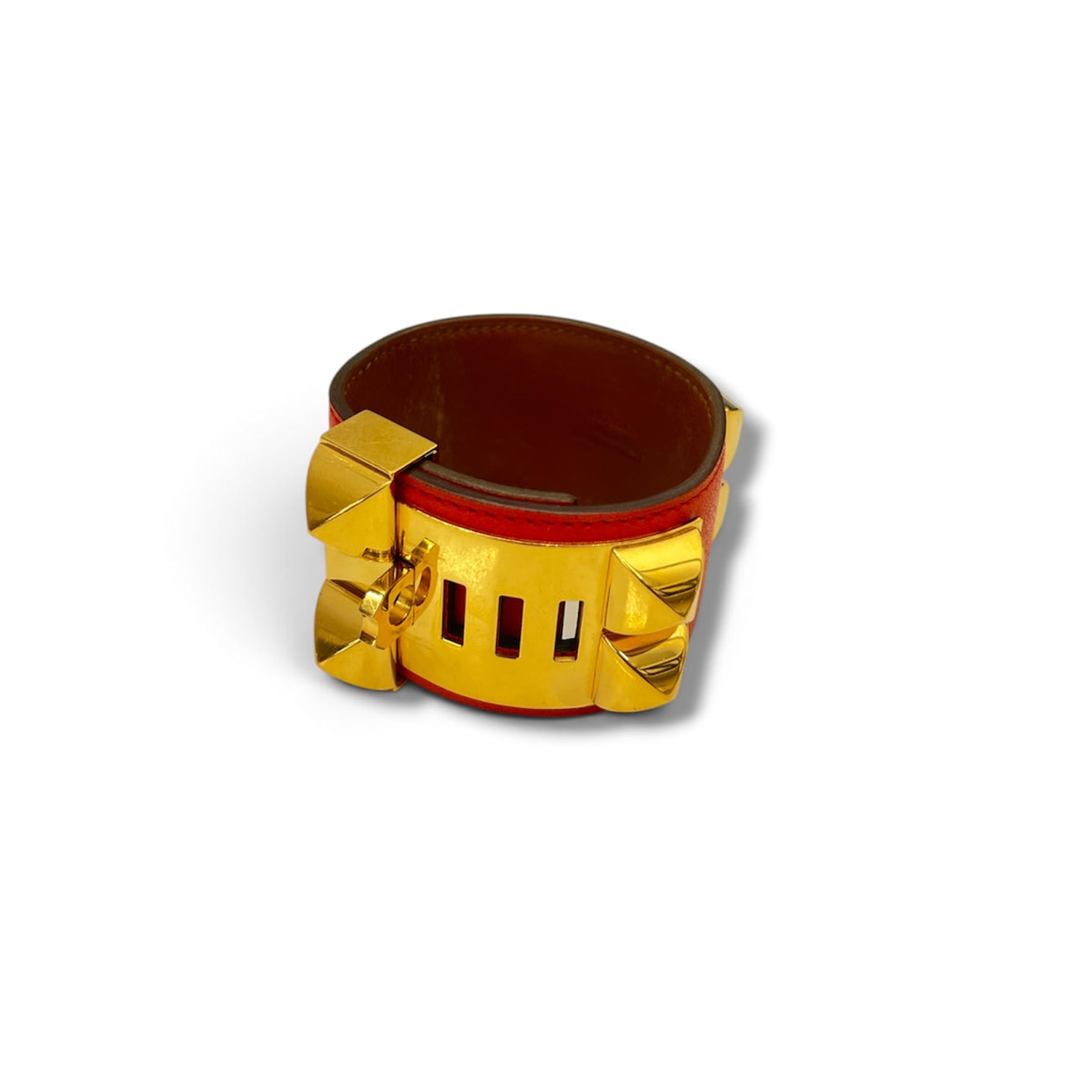 HERMES BRACELET ORANGE/GOLD  CDCX001  SIZE S *SCRAT (RANK B)