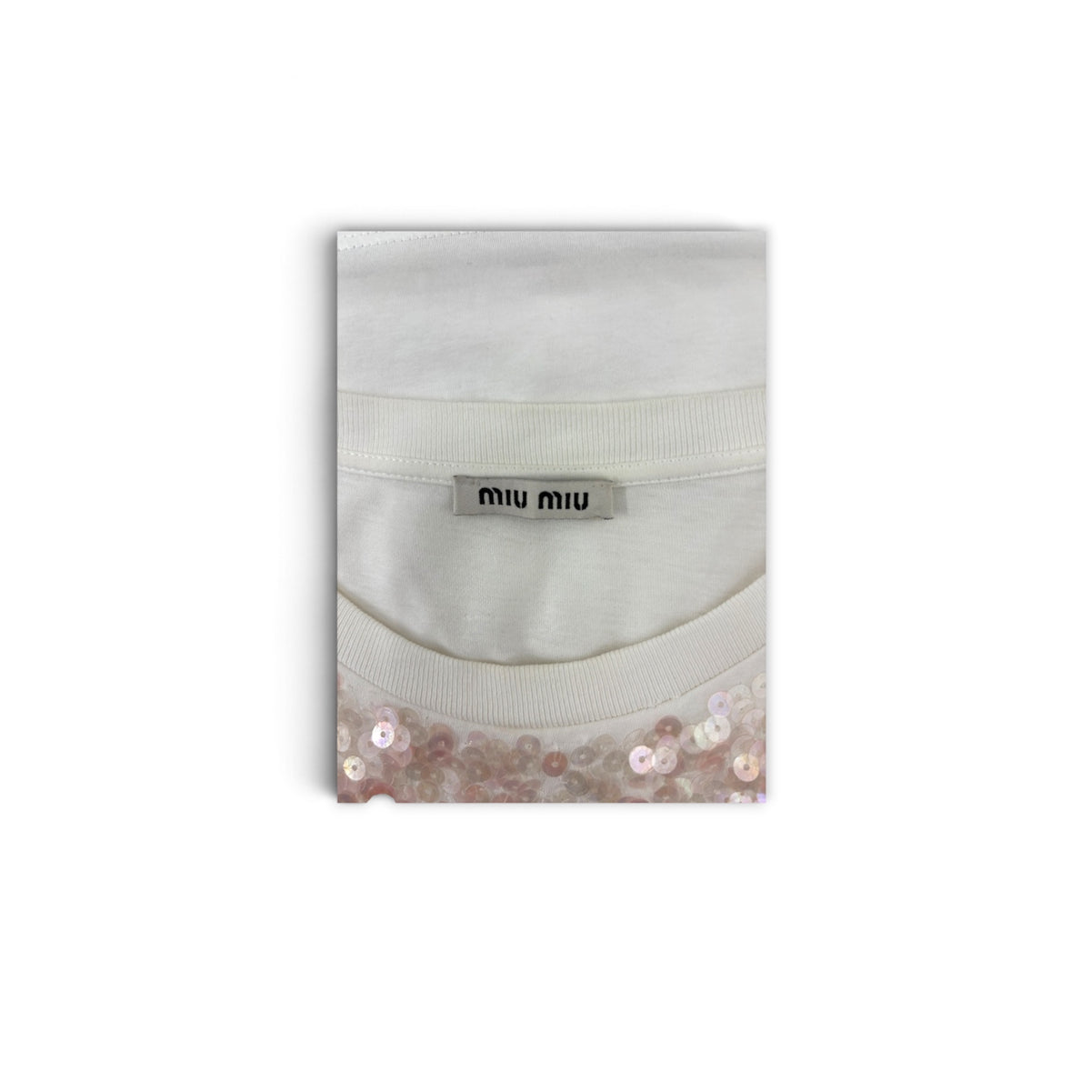 MIU MIU CROPPED T-SHIRT SIZE S LADY WHITE *STAIN 0000ET Z0985 RANK (B)