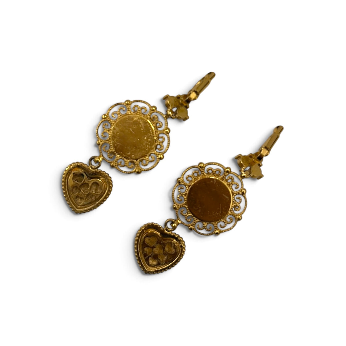 DOLCE & GABBANA Earing Gold And White Heart Flower Rank (B)