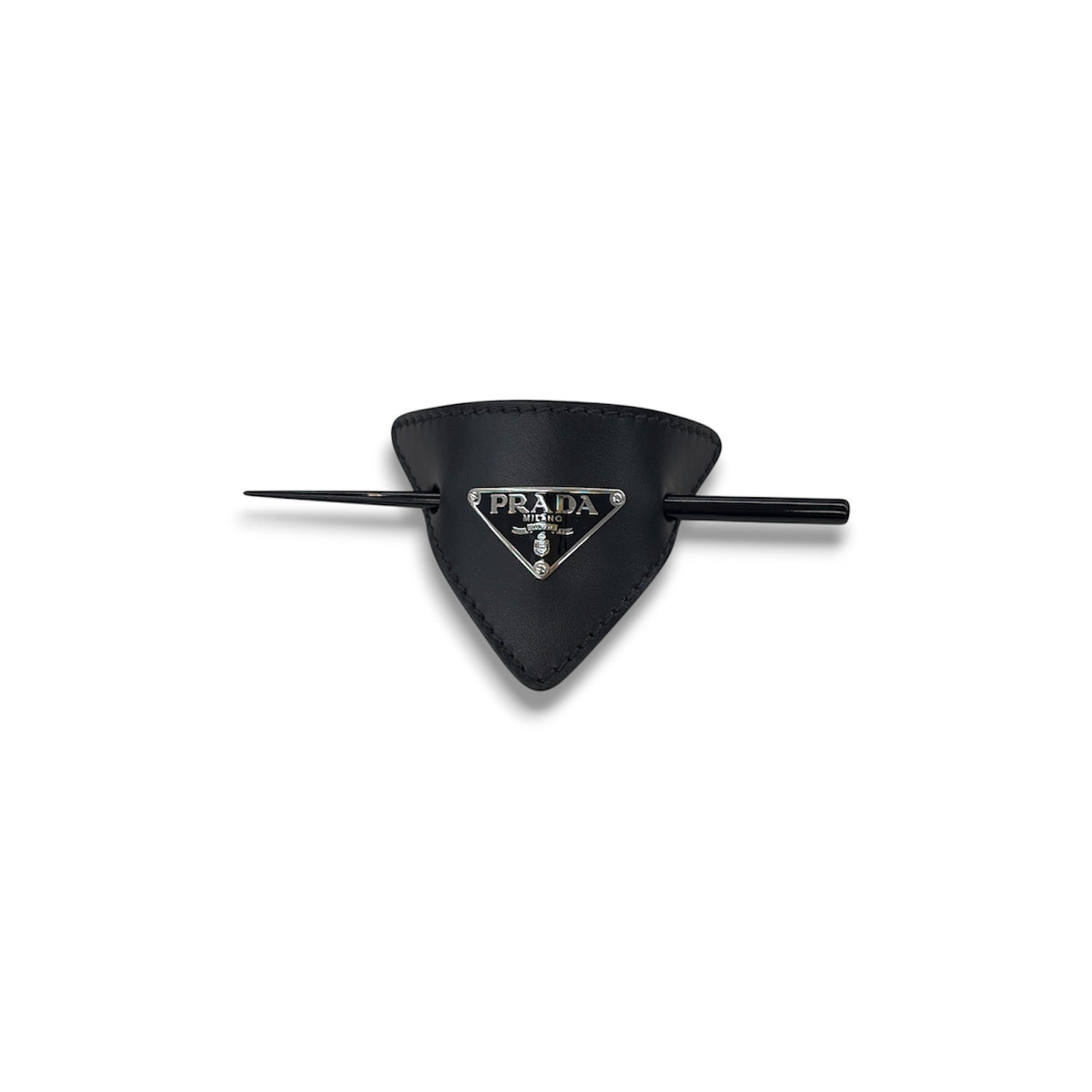 PRADA Hair Accessories Black Triangle Logo Hair Clip Rank (B)