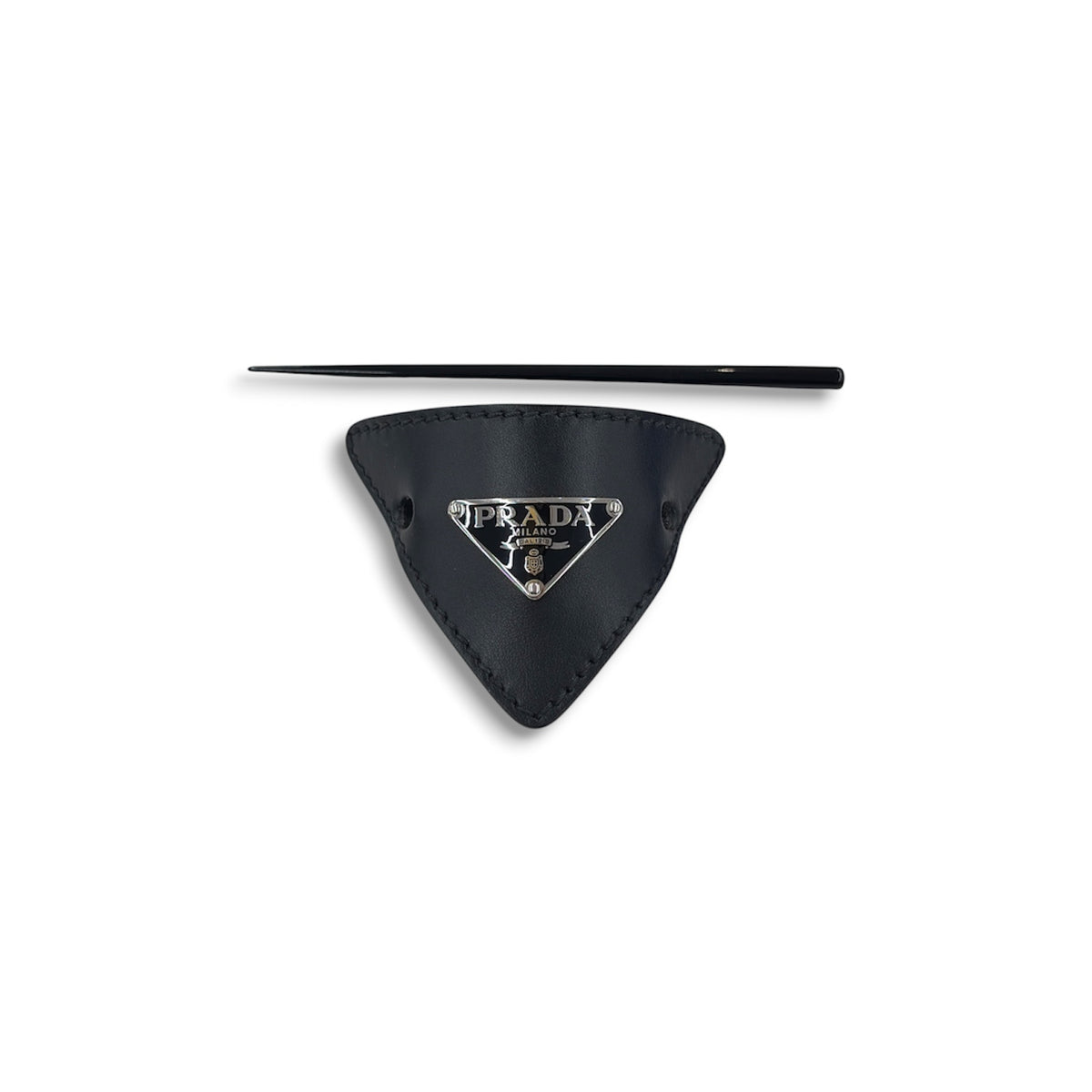 PRADA Hair Accessories Black Triangle Logo Hair Clip Rank (B)