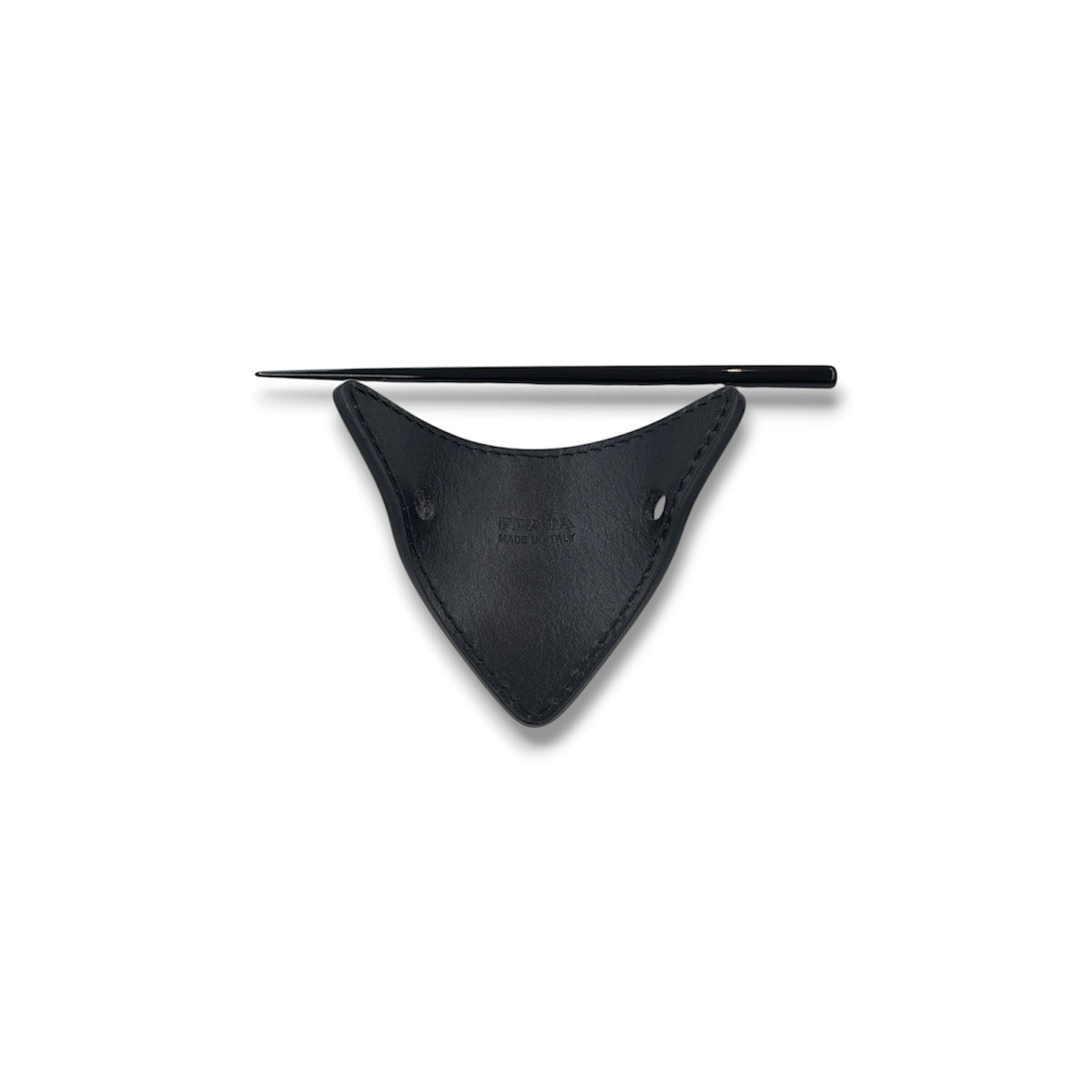 PRADA Hair Accessories Black Triangle Logo Hair Clip Rank (B)