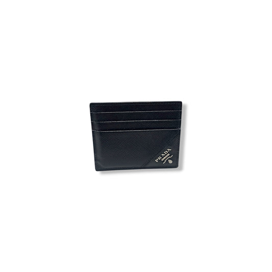 PRADA CARD CASE 2MC223 BLACK DAMAGE SAFFIANO LEATHER RANK (B)