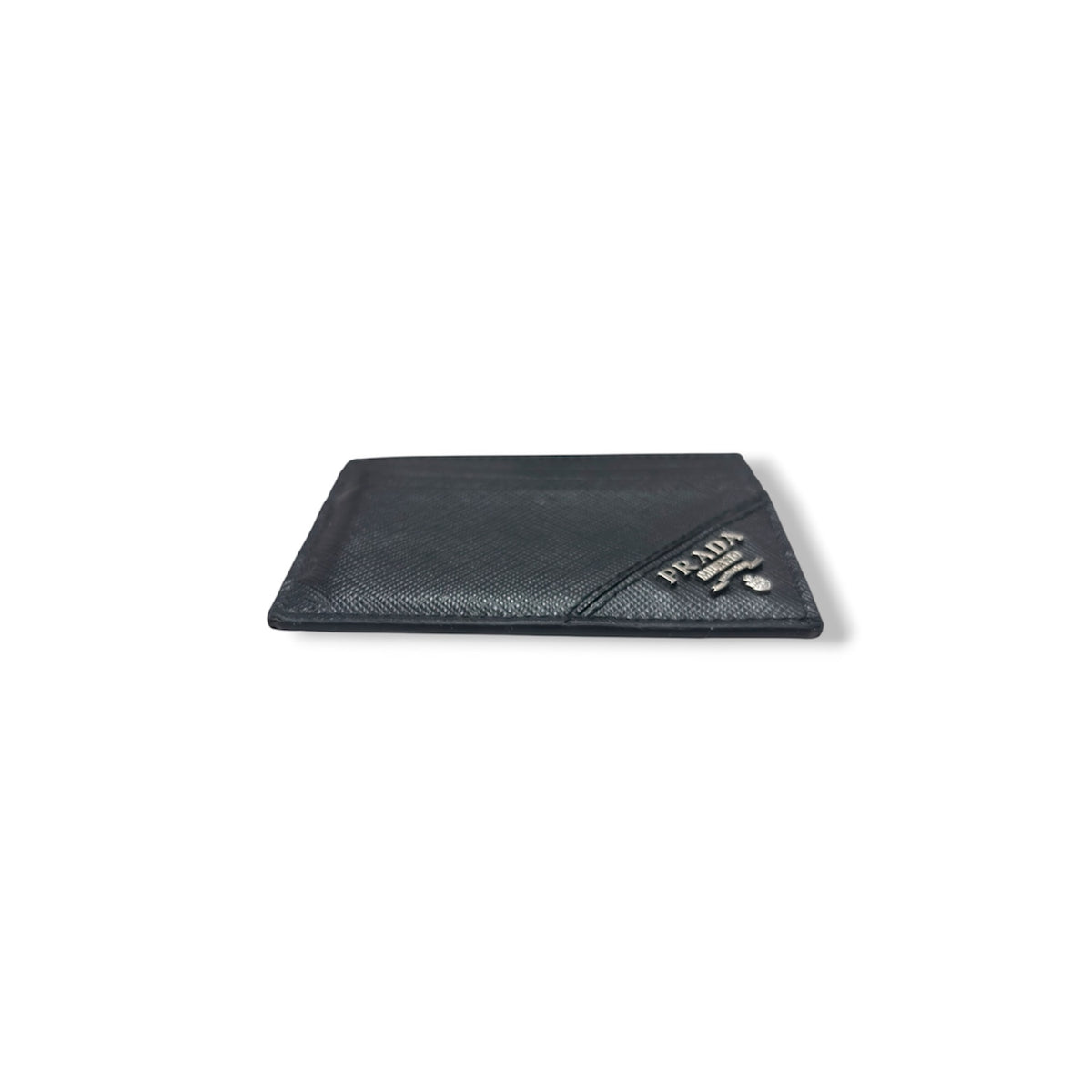 PRADA CARD CASE 2MC223 BLACK DAMAGE SAFFIANO LEATHER RANK (B)