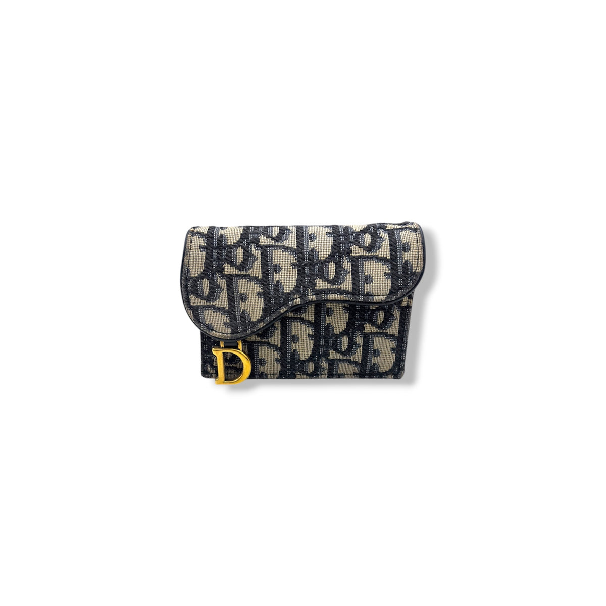 CHRISTIAN DIOR CARD CASE  OBLIQUE JACQUARD BLUE STAIN 44MA 0231 SADDLE FLAPRANK (B)