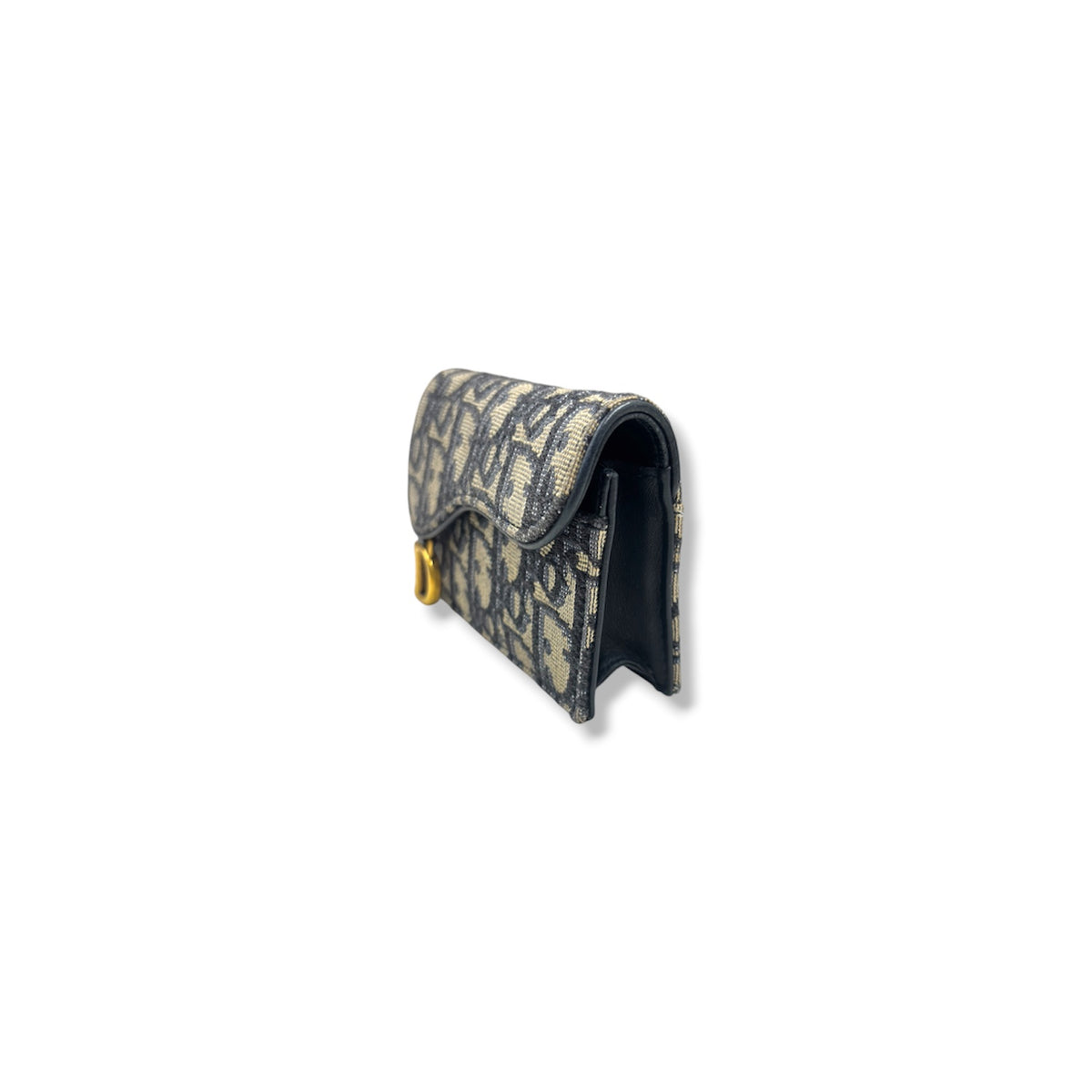 CHRISTIAN DIOR CARD CASE  OBLIQUE JACQUARD BLUE STAIN 44MA 0231 SADDLE FLAPRANK (B)