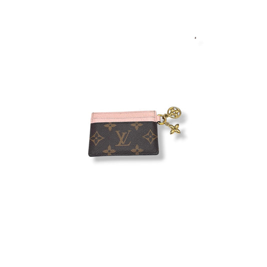 LOUIS VUITTON CARD CASE MONOGRAM M82739 BROWN AND PINK *NFC LV CHARM