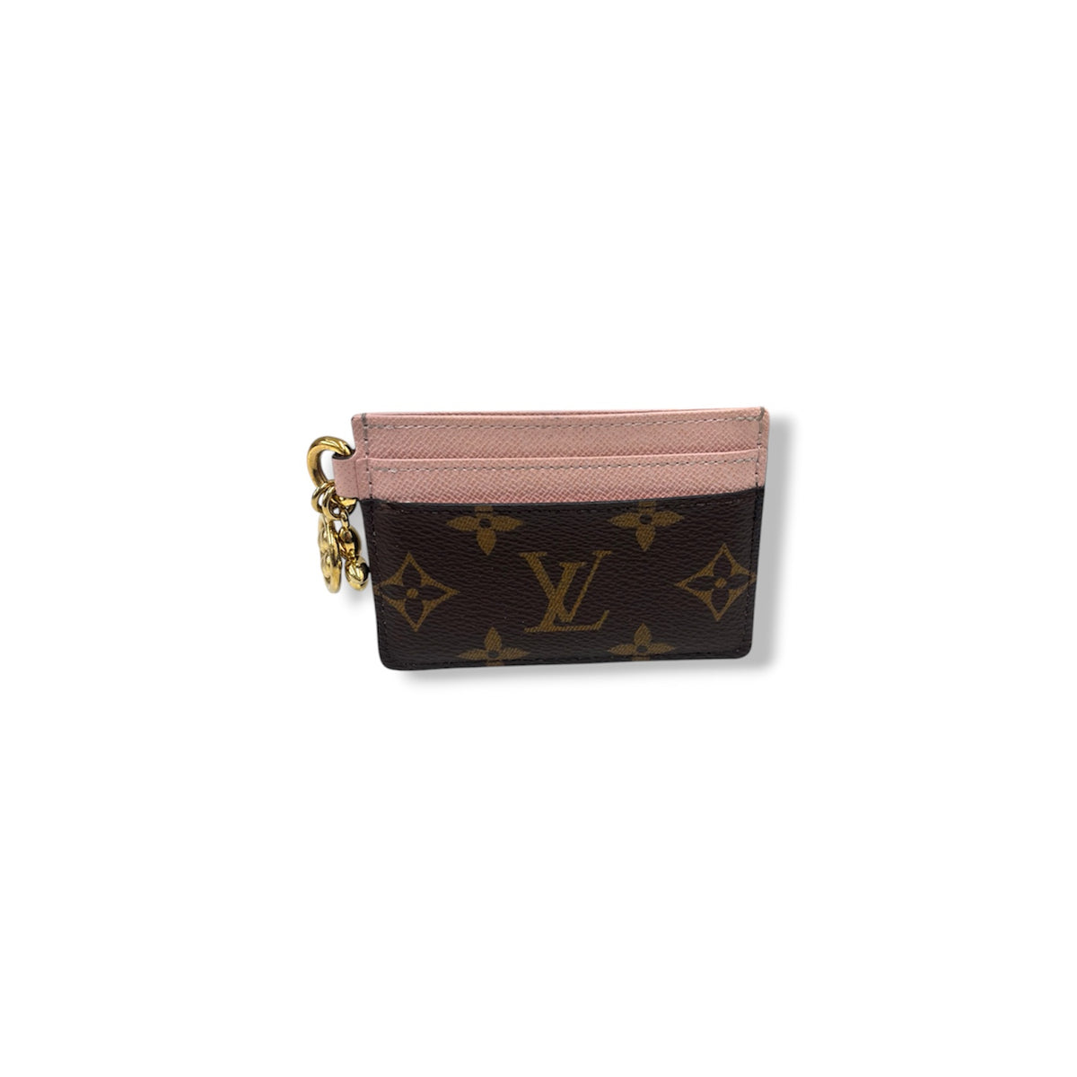LOUIS VUITTON CARD CASE MONOGRAM M82739 BROWN AND PINK *NFC LV CHARM