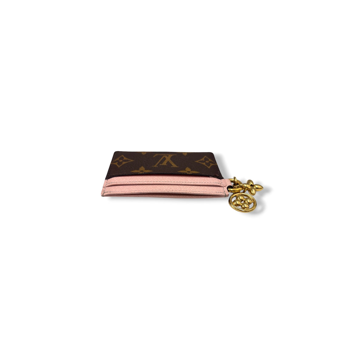 LOUIS VUITTON CARD CASE MONOGRAM M82739 BROWN AND PINK *NFC LV CHARM