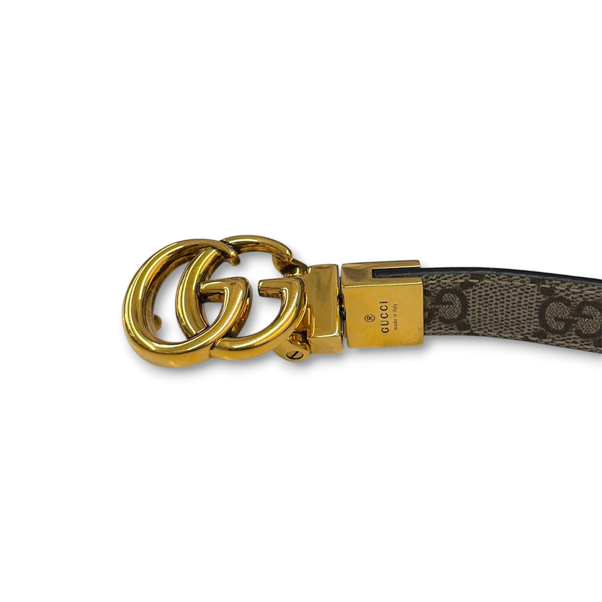 GUCCI reversible thin belt Gray and Black and Gold Lady's Rank (AB)