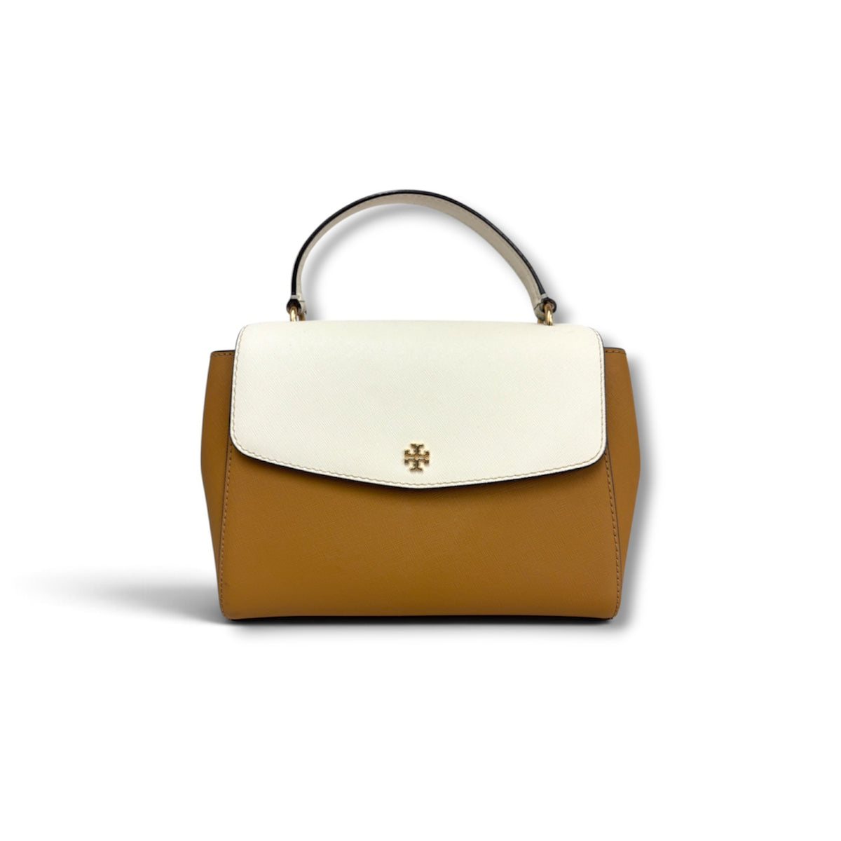 TORY BURCH SHOULDER BAG BROWN AND WHITE COLORBLOCK 10009171 RANK (AB)