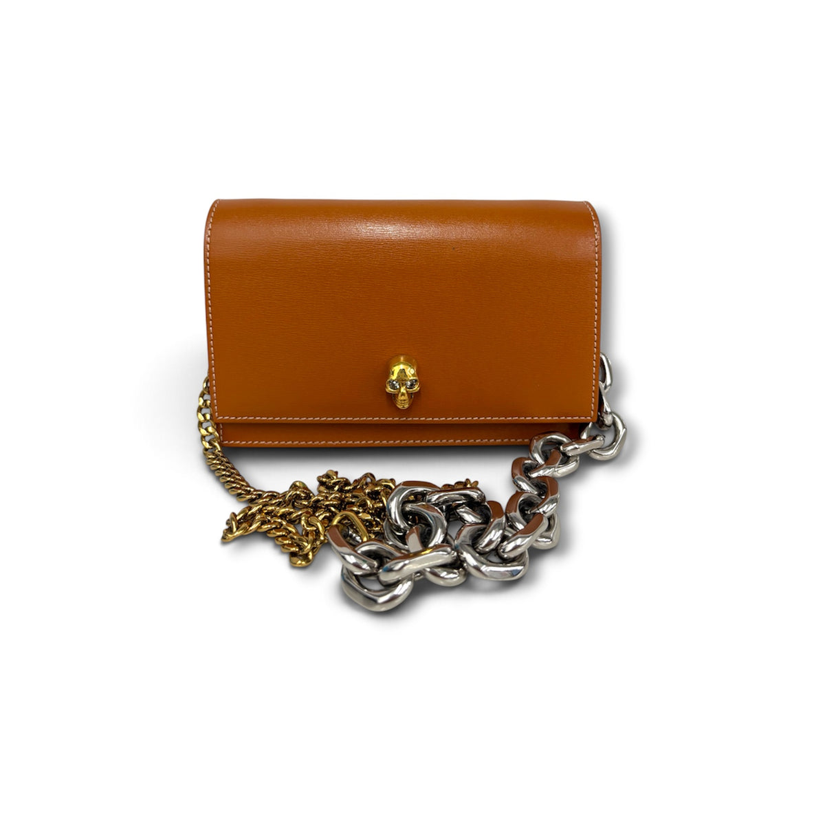 ALEXANDER McQUEEN CHAIN SHOULDER BAG BROWN RANK (A)