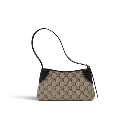 GUCCI Mini Shoulder Bag Beige/Black 820696 2149 GG Emblem Super Mini Rank (A)