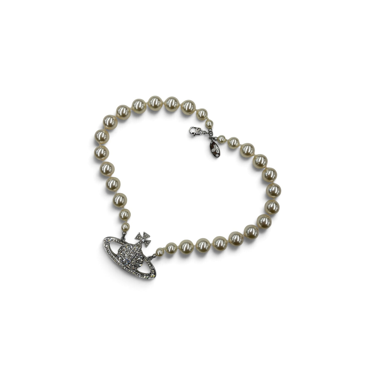 Vivienne Westwood Necklace Silver one row pear l bas Rank (B)