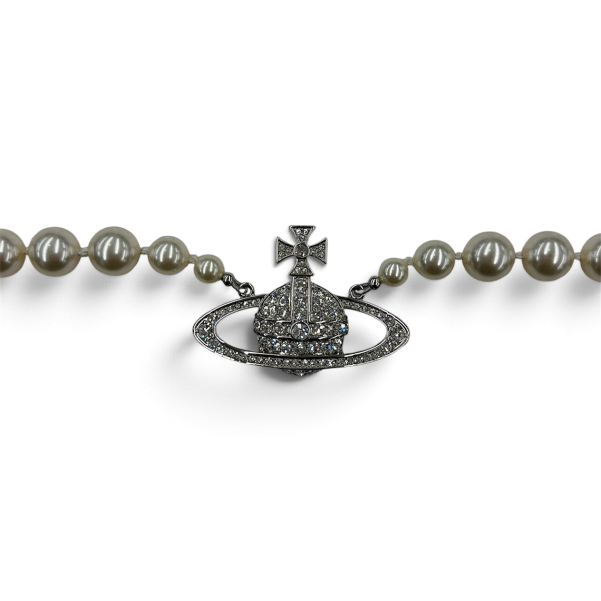 Vivienne Westwood Necklace Silver one row pear l bas Rank (B)