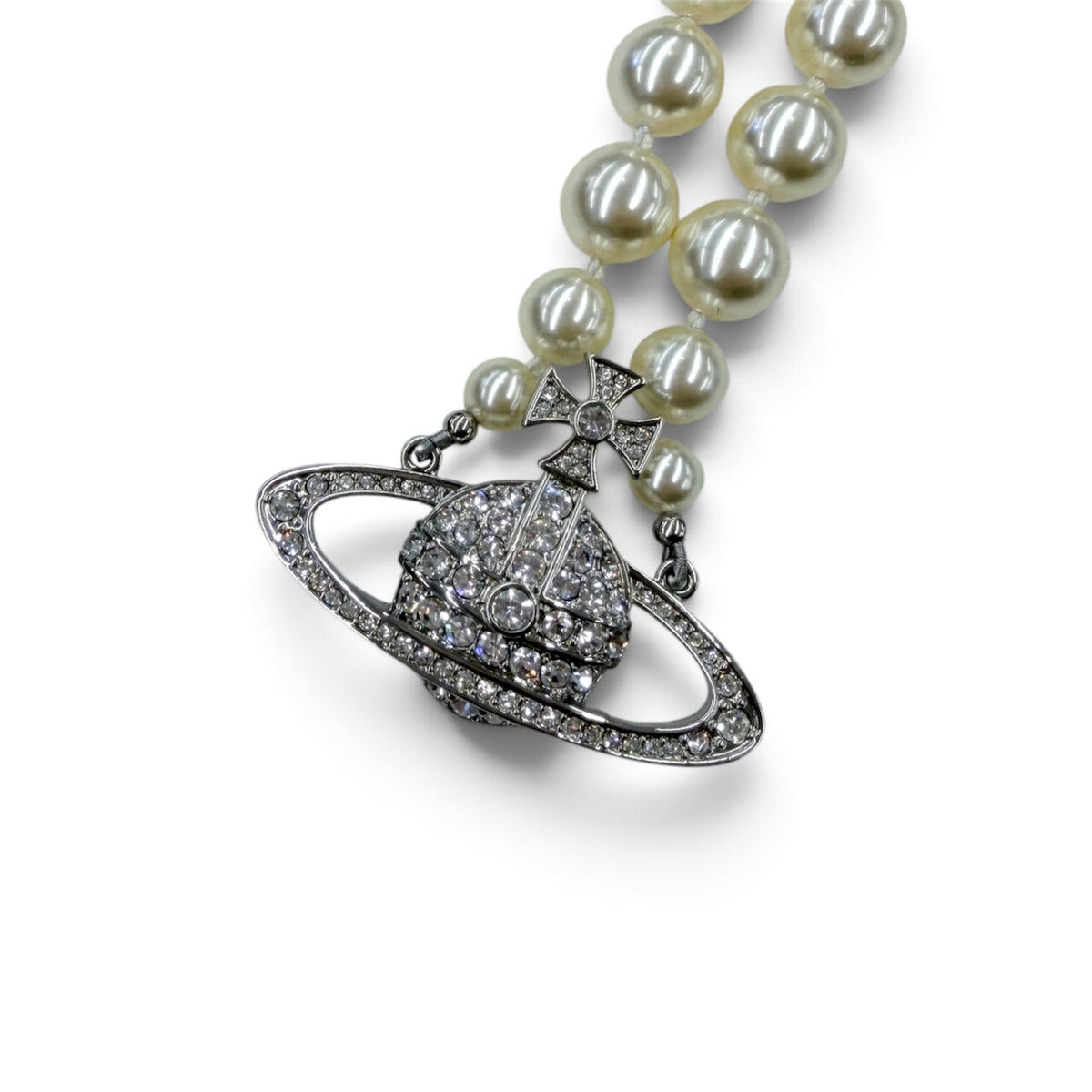 Vivienne Westwood Necklace Silver one row pear l bas Rank (B)