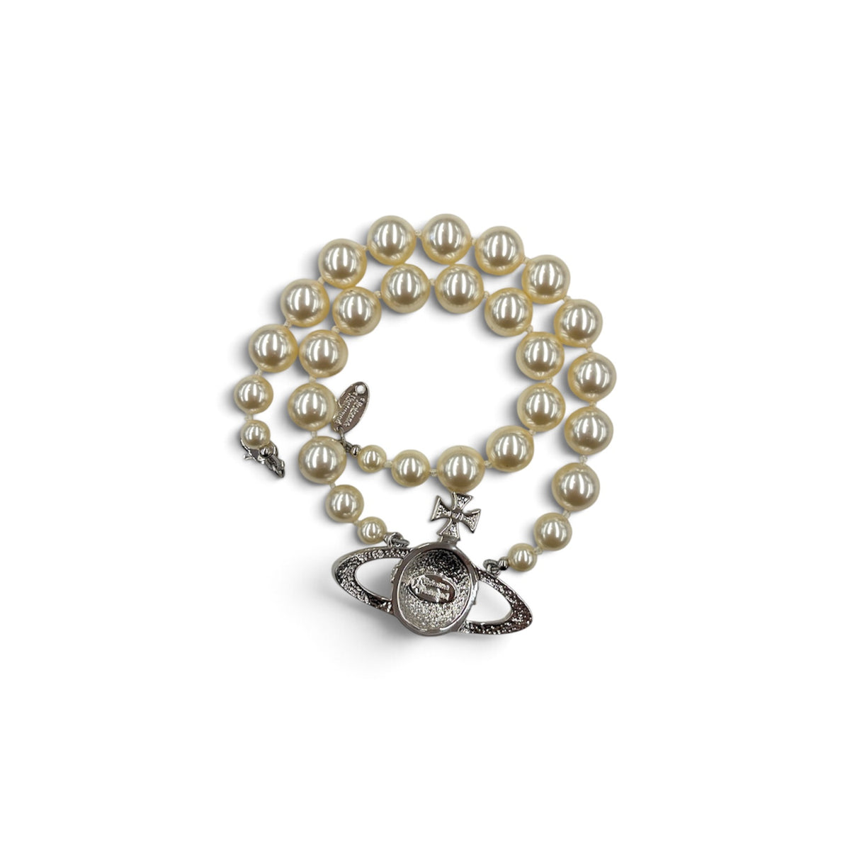 Vivienne Westwood Necklace Silver one row pear l bas Rank (B)