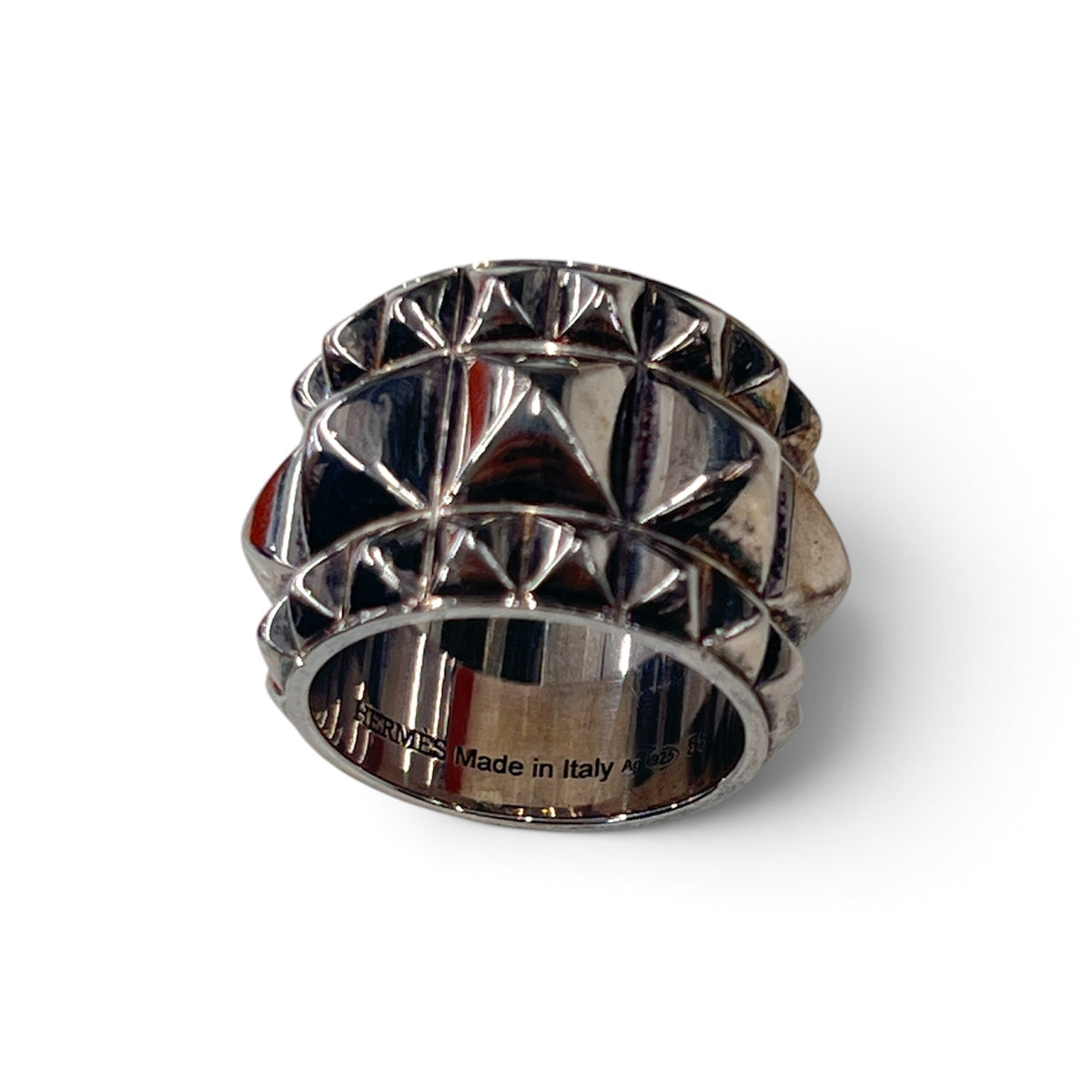 HERMES Ring Silver Espionne GM*1979 VI *Size 55