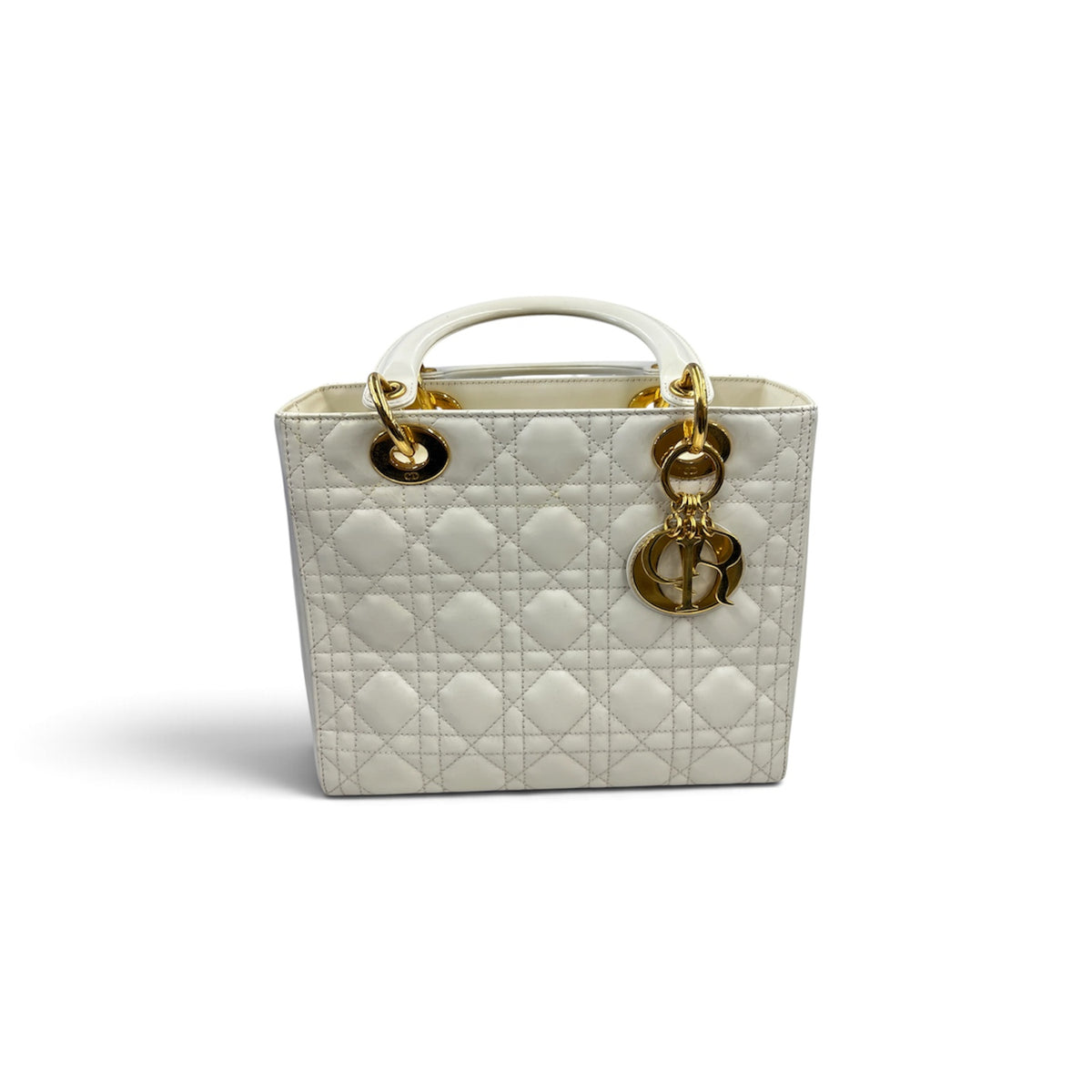 CHRISTIAN DIOR 2WAY BAG Lady Dior Medium White Rank (B)