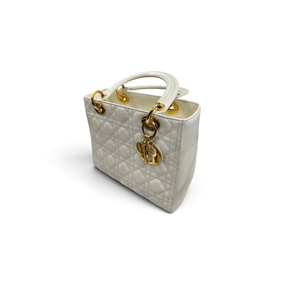 CHRISTIAN DIOR 2WAY BAG Lady Dior Medium White Rank (B)
