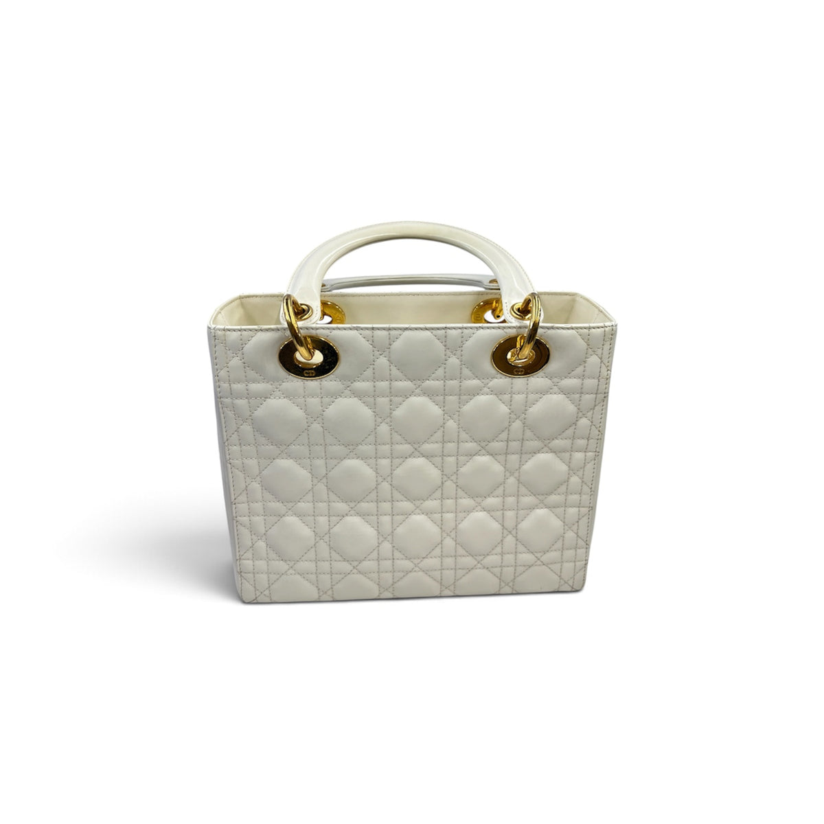 CHRISTIAN DIOR 2WAY BAG Lady Dior Medium White Rank (B)