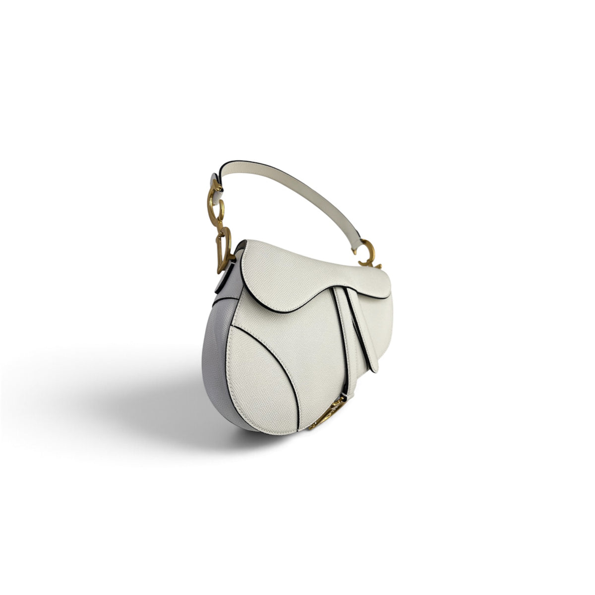 Christian Dior Shoulder Bag Saddle White With Guarantee Card Stain Rank (B)