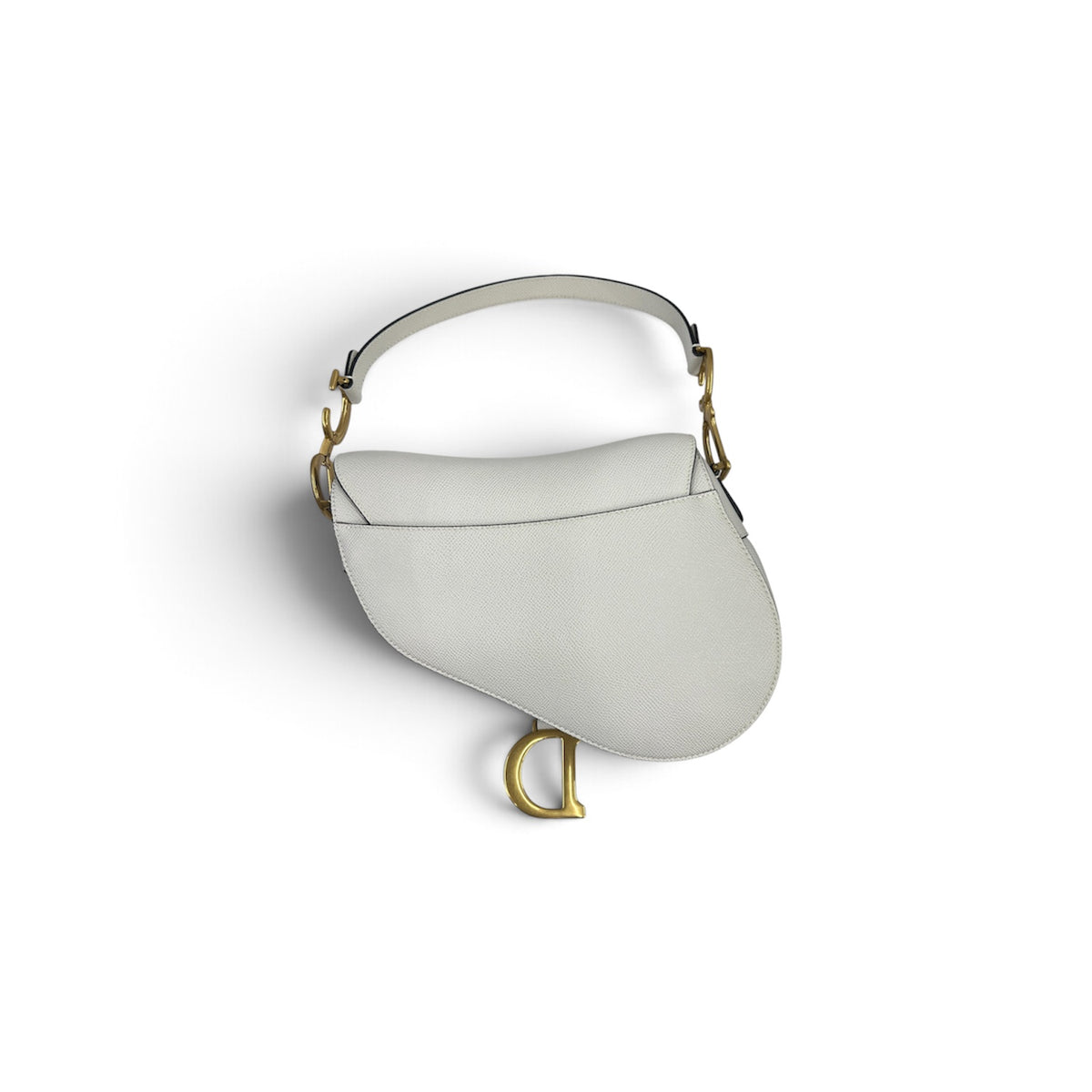 Christian Dior Shoulder Bag Saddle White With Guarantee Card Stain Rank (B)