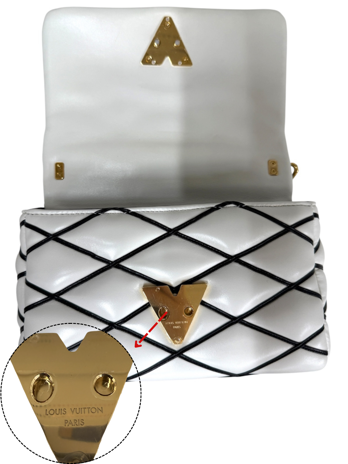LOUIS VUITTON 2WAY BAG PICO GO-14 M23762 WHITE/BLACK