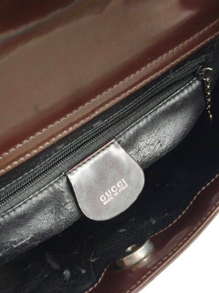 GUCCI Patent Leather Shoulder Bag *Inside Damage Rank (D)