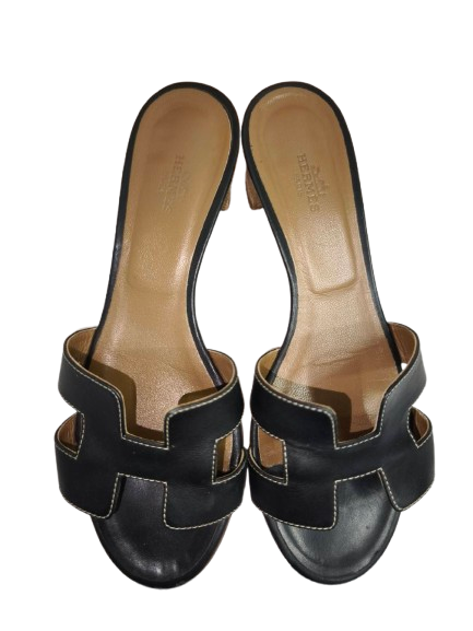 Sandal HERMES 38 Black Rank (BC) Damage