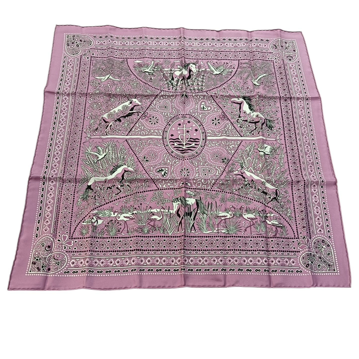 HERMES SCARF BANDANA CARRE 55 ENTRE CIELET MER PURPLE