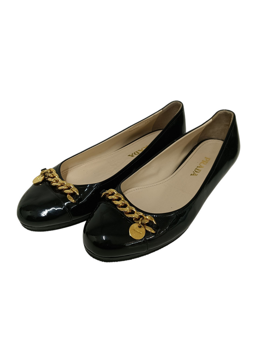 PRADA Shoes Size 38.5 Lady's Black Ballet Flats