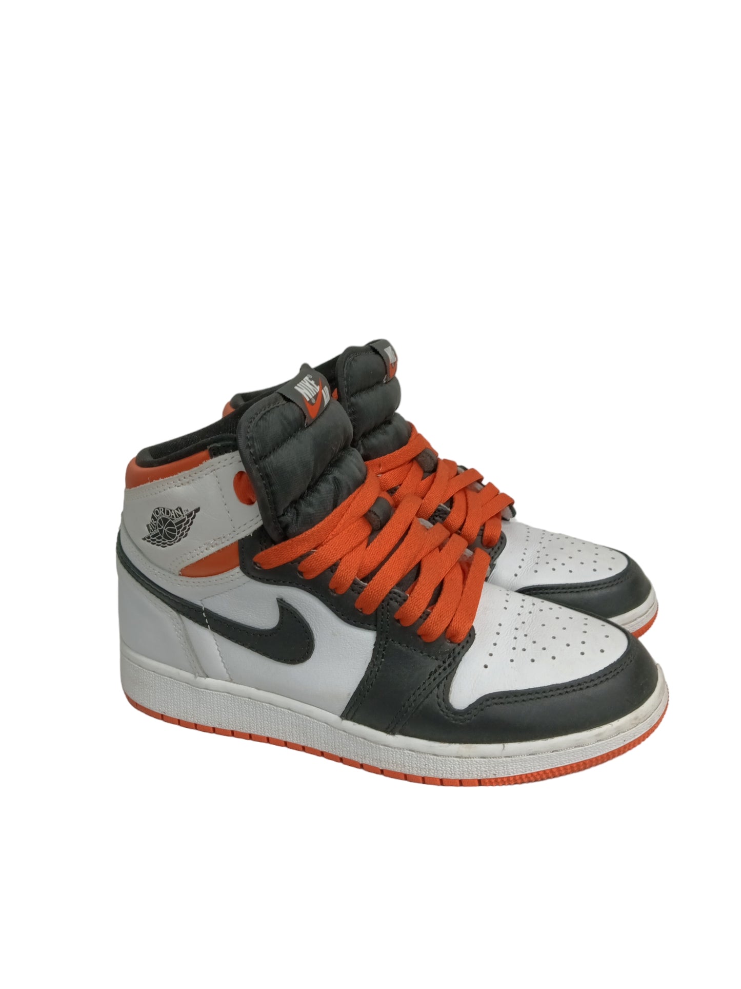 NIKE SNEAKER 5Y 575441-180 KIDS WHITE/BLACK/ORANGE AIR JORDAN 1 RETRO HIGH RANK(B)