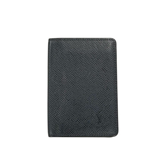 LOUIS VUITTON Card Case Taiga Black Initial DCW M30512