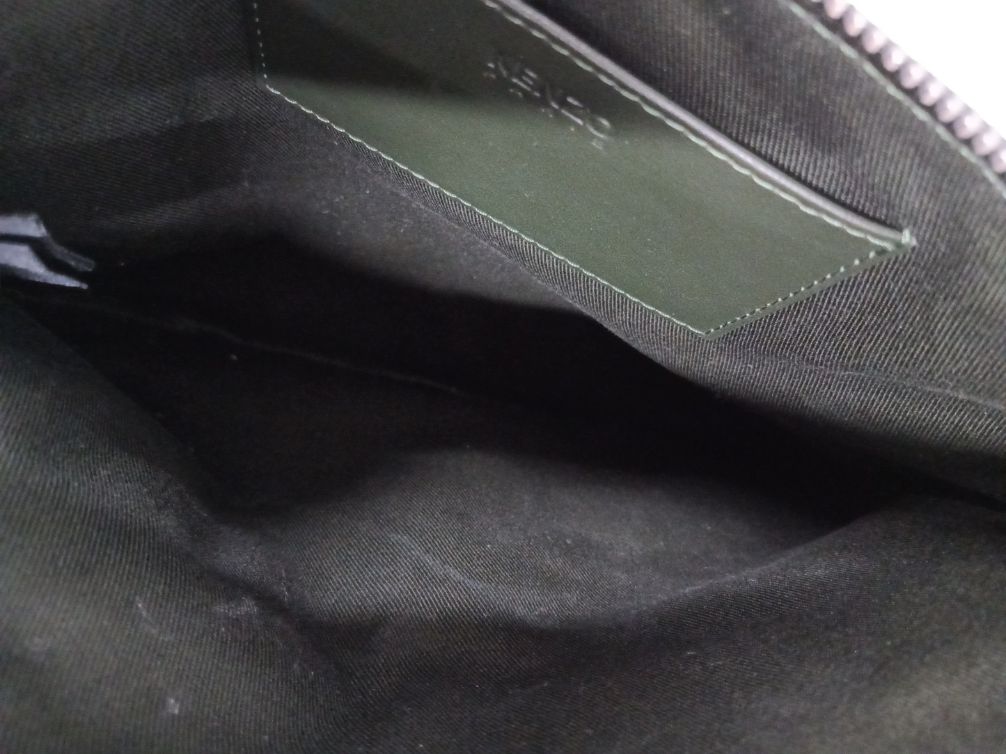 KENZO POUCH GREEN TIGER EMBROIDERY RANK B