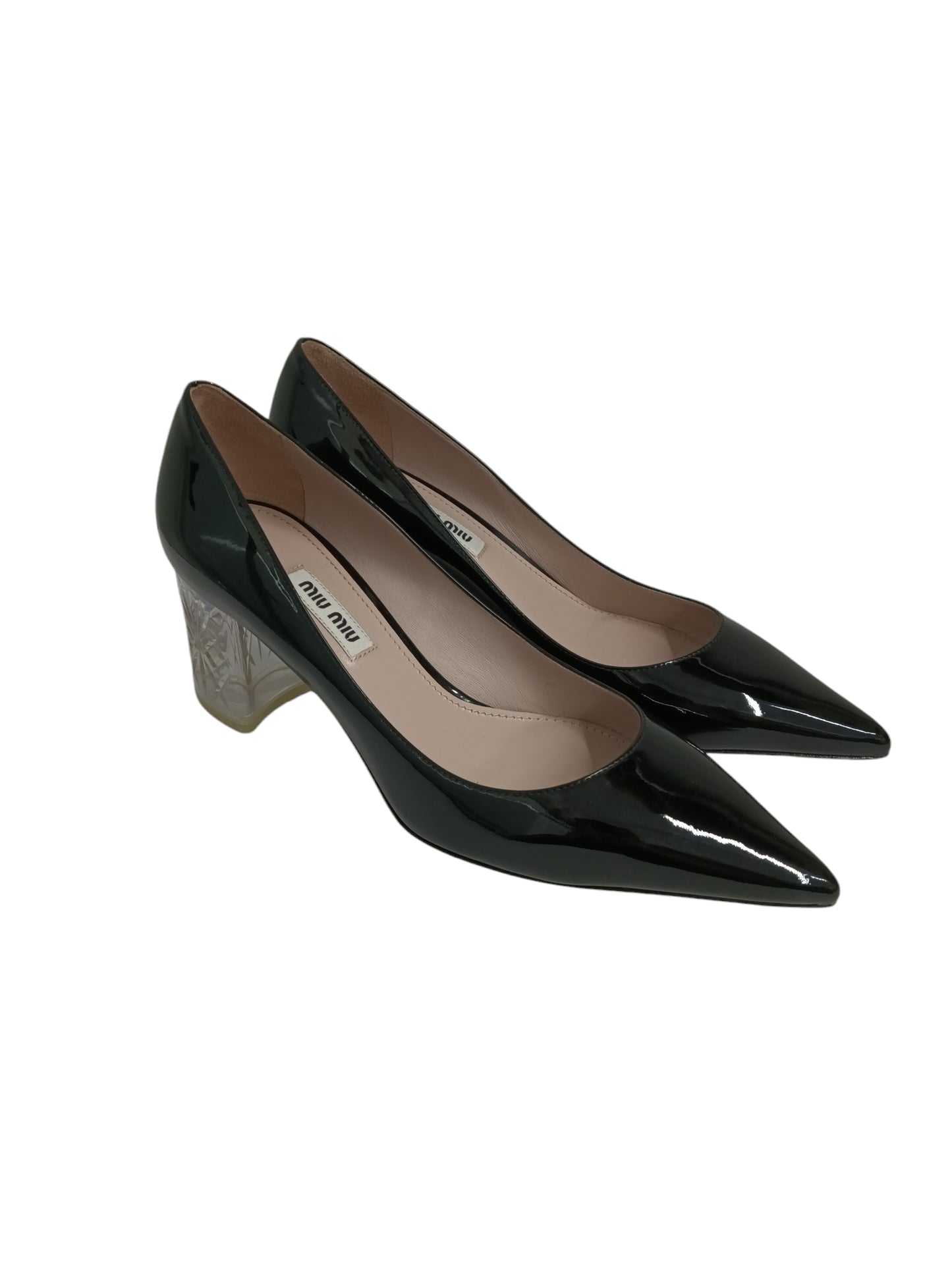 MIU MIU PATENT LEATHER PUMPS 37 LADY'S BLACK RANK (A)