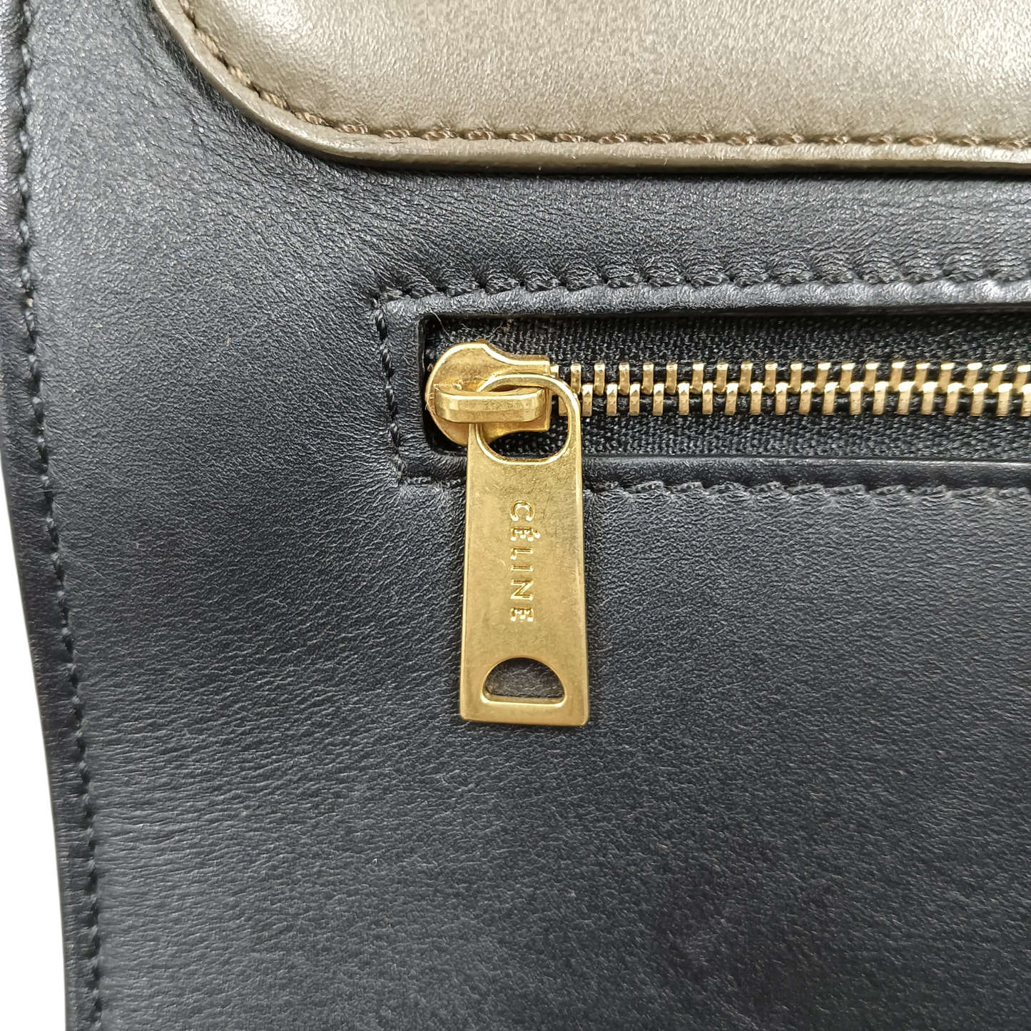 CELINE 2WAY Bag Trapeze Medium U-CU-1123 Olive/Black Damage/Stain